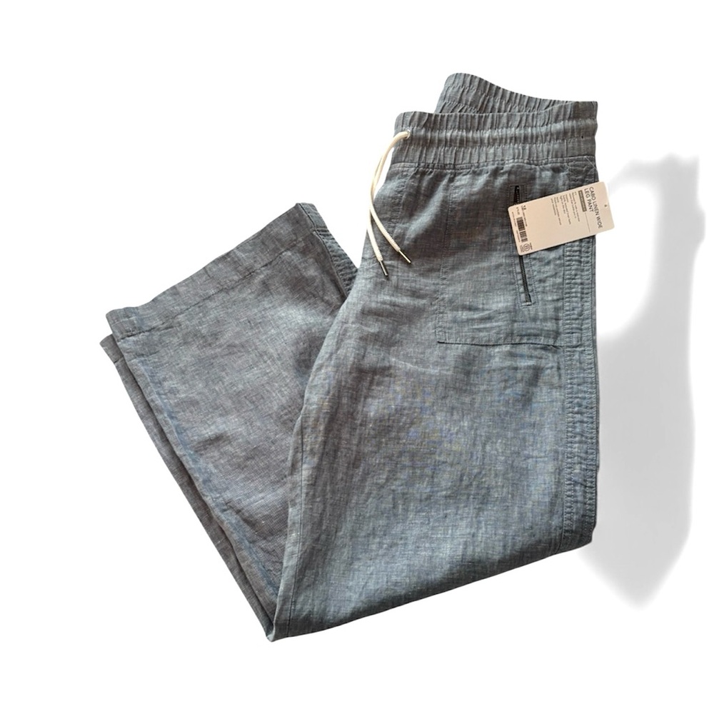 Relaxed Linen-Blend Drawstring Pants in Slate Gray